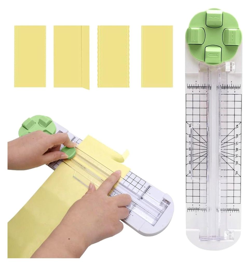 4-in-1 Papierschneider, Schneidemaschine für Papier mit geraden, gewellten, perforierten und rillenden Klingen, rotierendes Papier-Schneidegerät ...