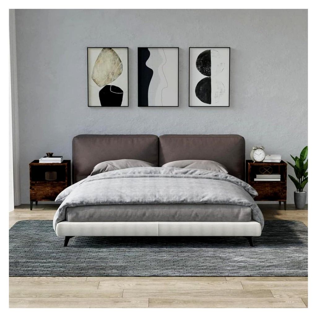 Nachttisch, 2 Stück, Eiche Rauchgrau, 40 x 35 x 50 cm, platzsparend, Möbel für Balkon, Wohnzimmer, Büro, Schlafzimmer, Badezimmer