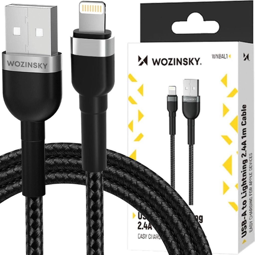 Câble Wozinsky Wnbal1 Usb-A / Lightning 2.4A 1 M - Czarny Image du produit 