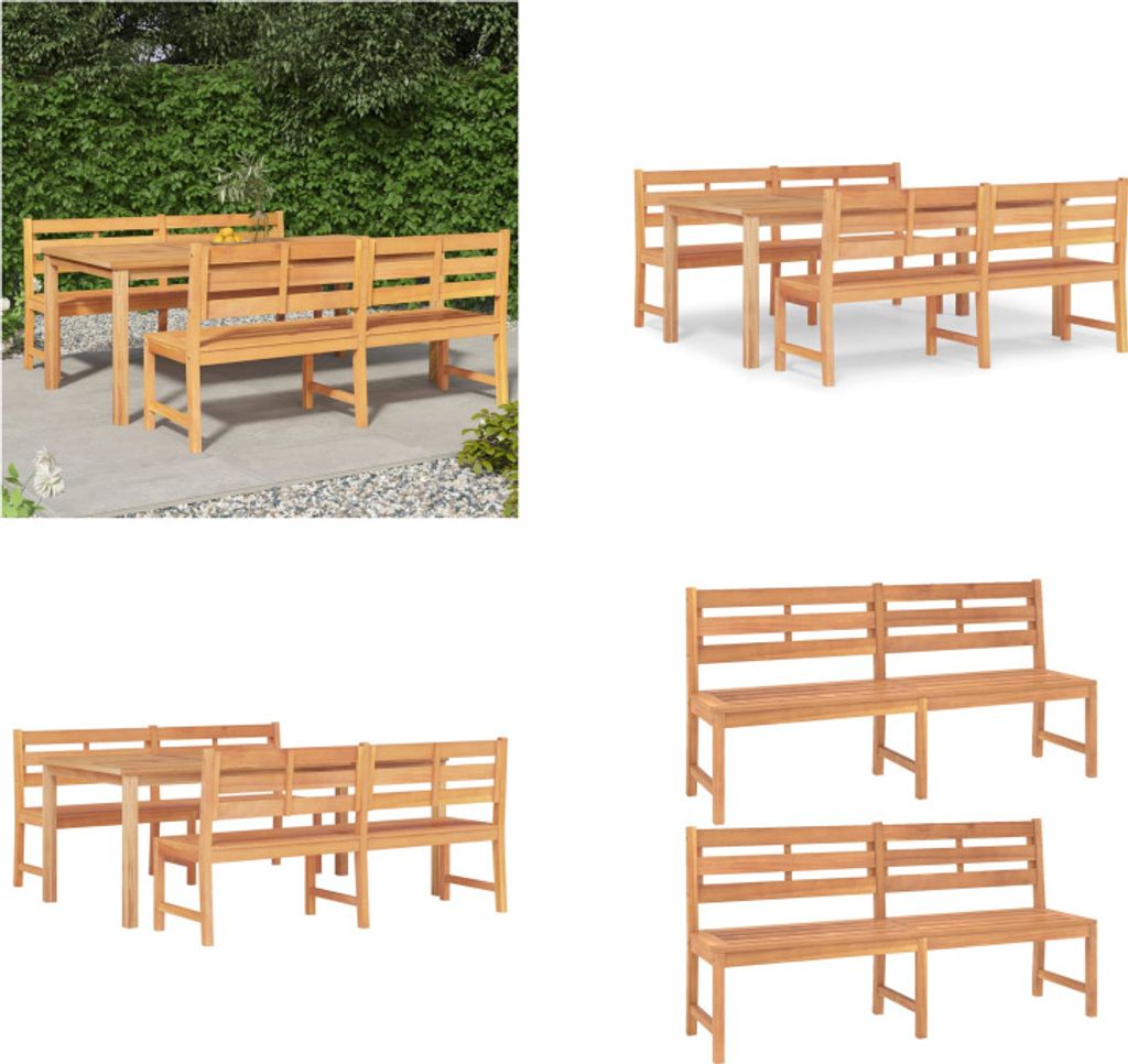 vidaXL 3 tlg. Garten Essgruppe Massivholz Teak - Garten-Essgruppe - Garten-Essgruppen - Gartenmöbel - Terrassenmöbel