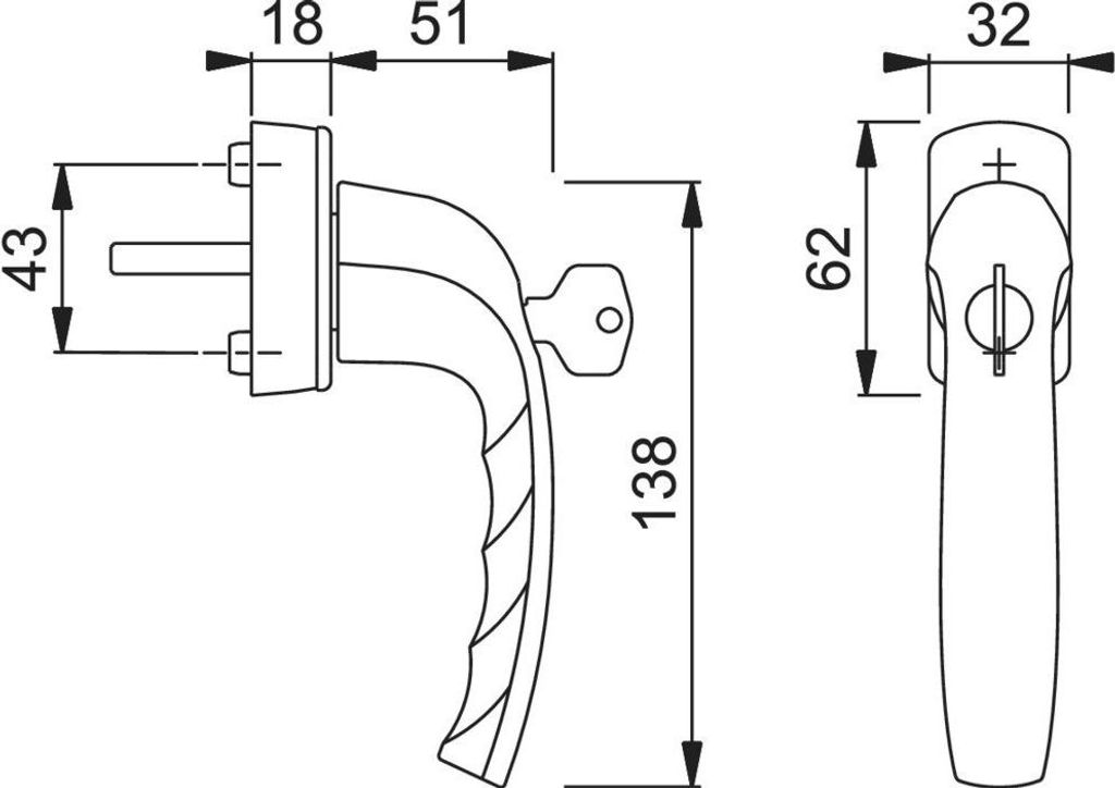 SecustikVariofitFenstergriff NY 0810S/US10 100Nm Alu.F9016 VK7 abschl.HOPPE