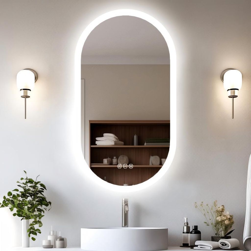 Lustro do łazienki LED WISFOR, owalny, 60x90 cm, z Zdjęcie produktu 