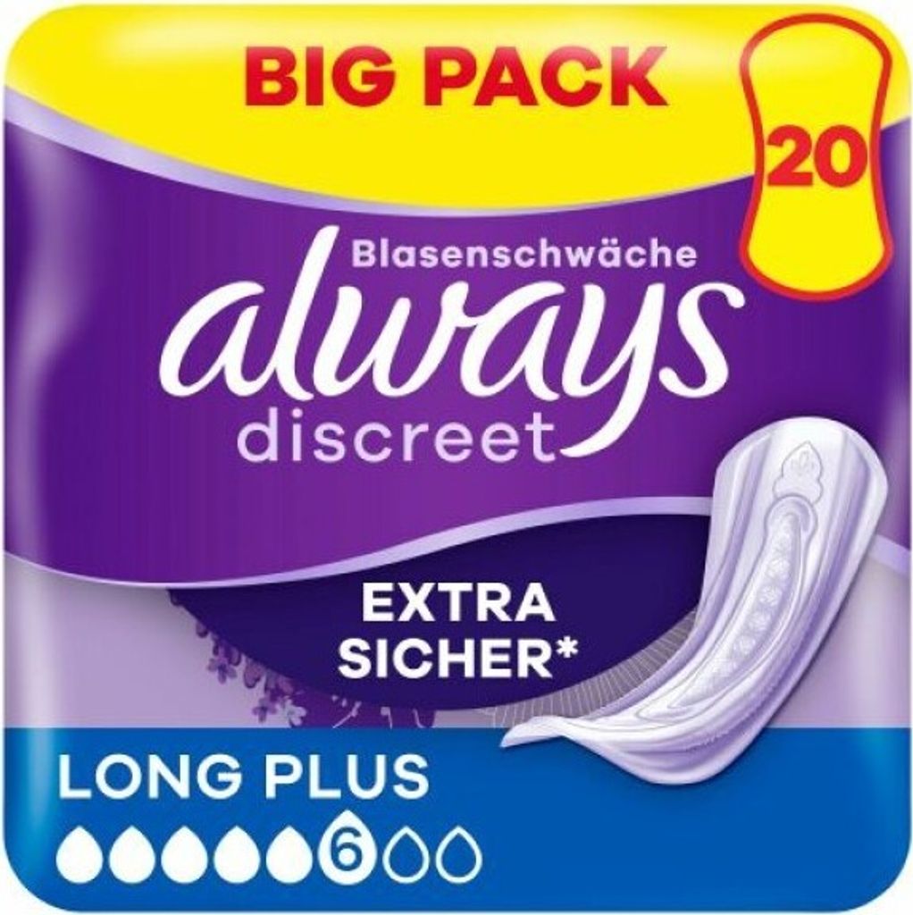 Inkontinenčné vložky Always Discreet pre ženy Long Plus 20 Obrázok produktu 