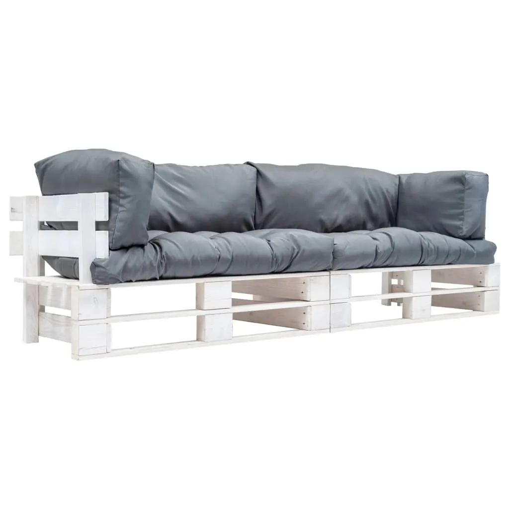Salon de jardin 2 places en bois de pin avec coussins gris vidaXL chic