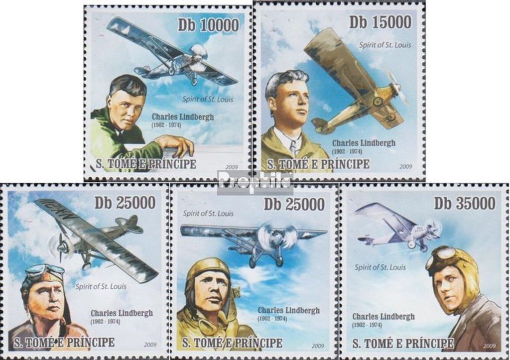 Briefmarken Sao Tome e Principe 2009 Mi 4271-4275 (kompl.Ausg.) postfrisch Charles Lindbergh
