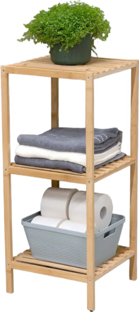 Alpina Étagère de Salle de Bain 3 Niveaux en Bois Bambou 33x32x77,5 cm