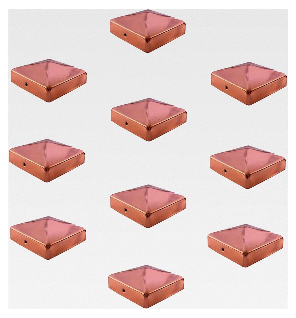 10 Stück Pfostenkappen Kupfer Abdeckkappen für Pfosten Pyramide 101 mm 10x10 cm