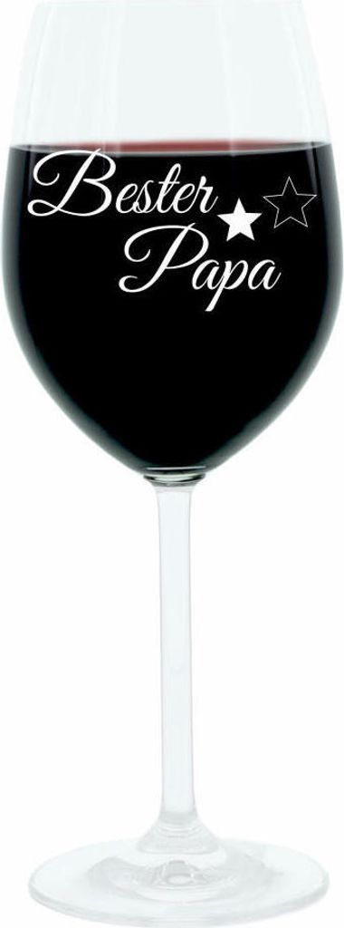 Leonardo Weinglas 400 ml, Bester Papa, Geschenk Stimmungsglas mit lustiger Gravur, Moodglas, 22 cm