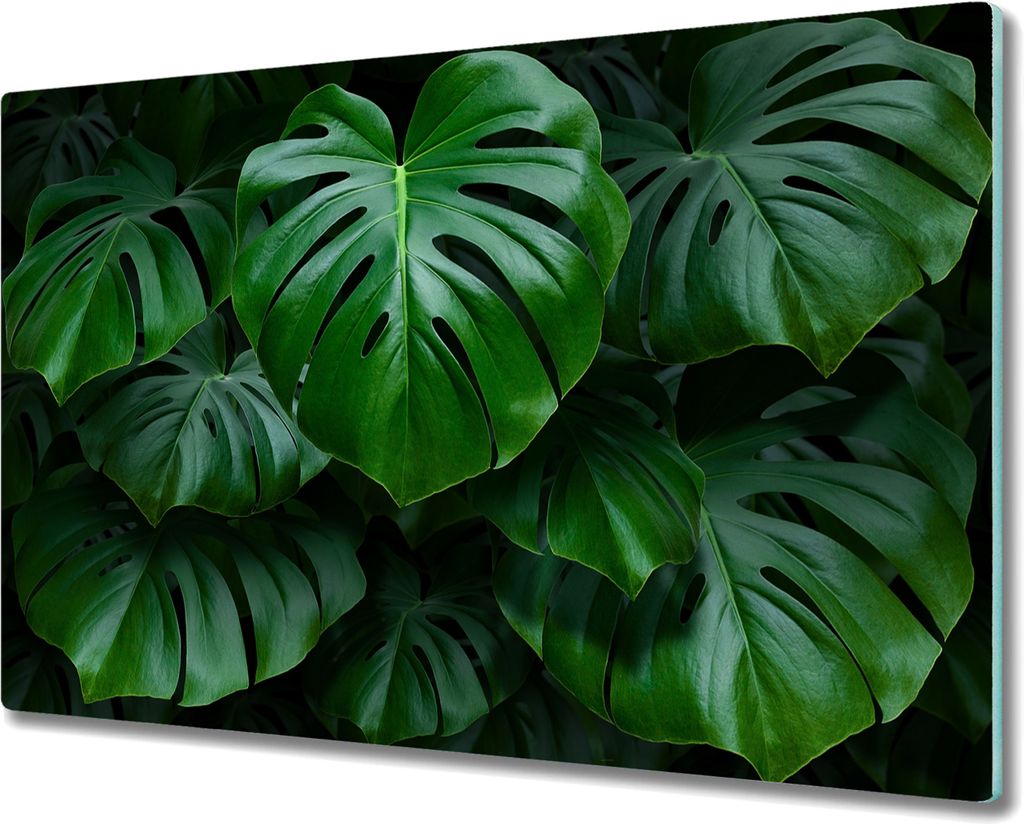 Coloray Herdabdeckplatte 80x52 cm Schneidebrett Kochplattenabdeckung Küchenbrett Hackbrett - Grünpflanzen