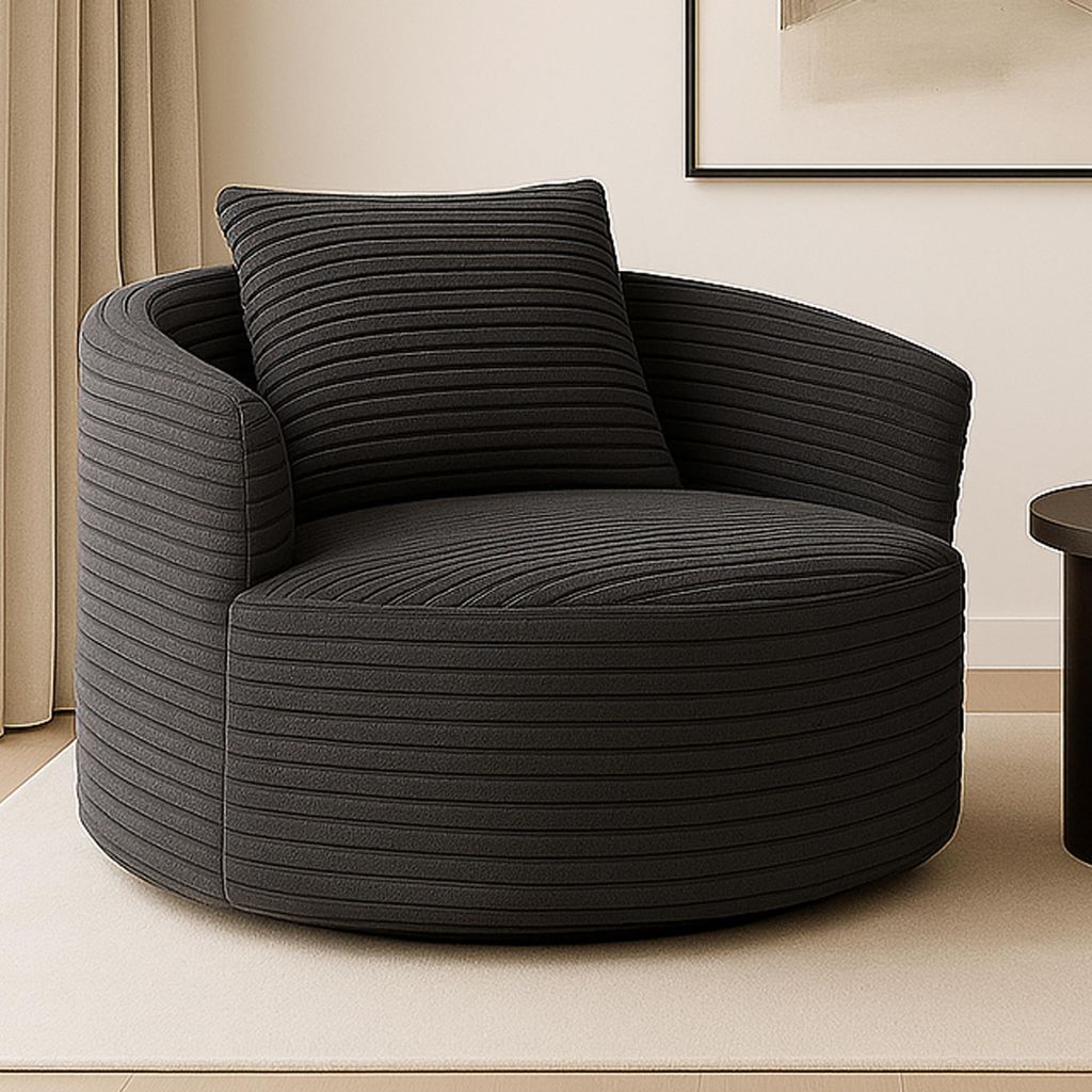 Sessel MCW-P18, Loungesessel Relaxsessel Polstersessel Cocktailsessel, Stoff/Textil Cord (370g/m²) dunkelgrau