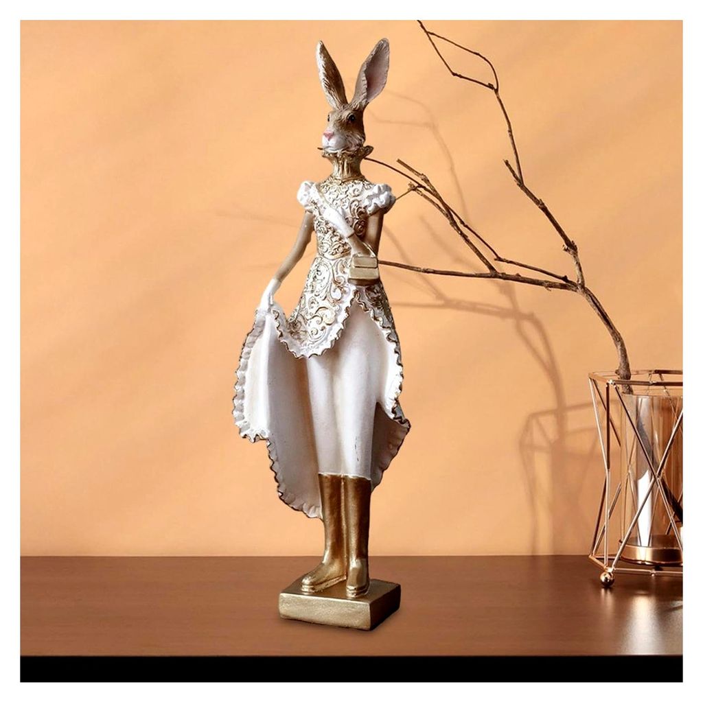 Dekoratives Kaninchen für die Osterdekoration, Harzfigur im Vintage-Stil für Tisch und Regal