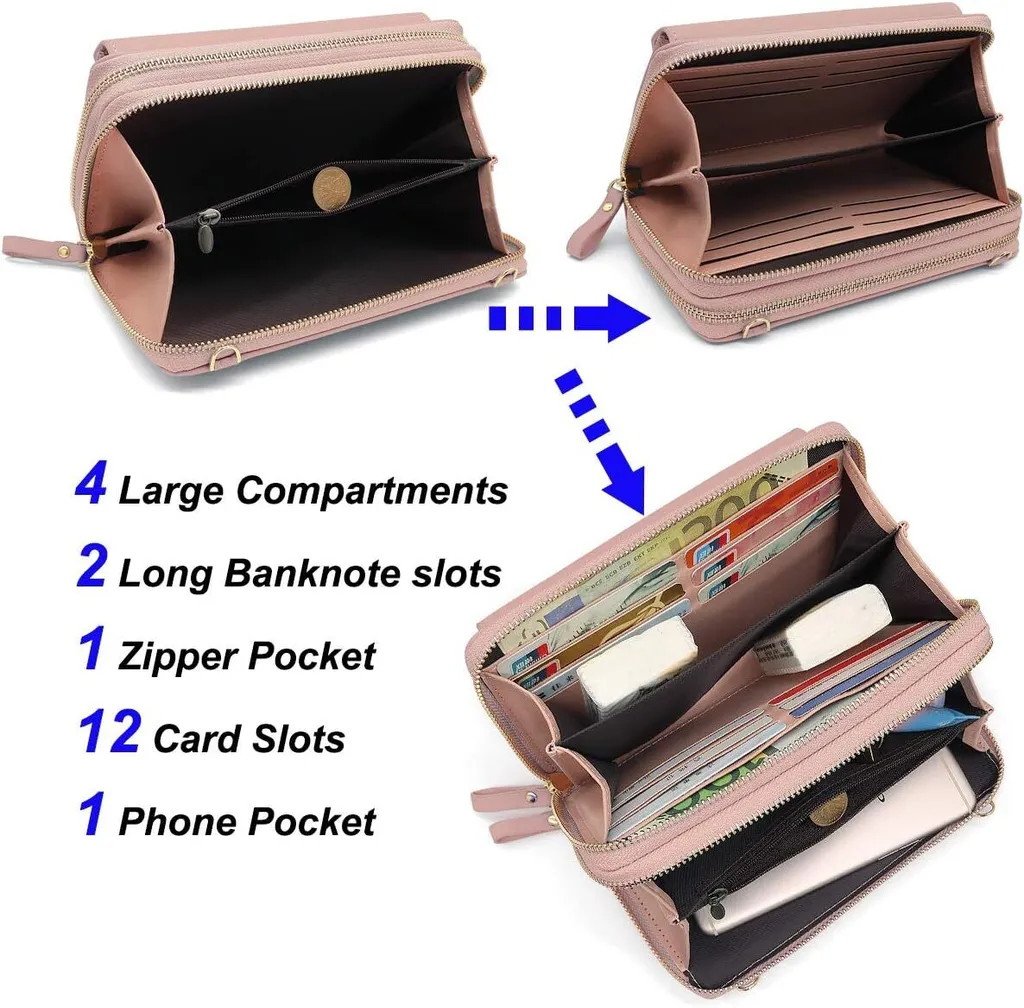 Piccolo borsa a tracolla da donna in pelle portafoglio porta Custodia per cellulare con tracolla