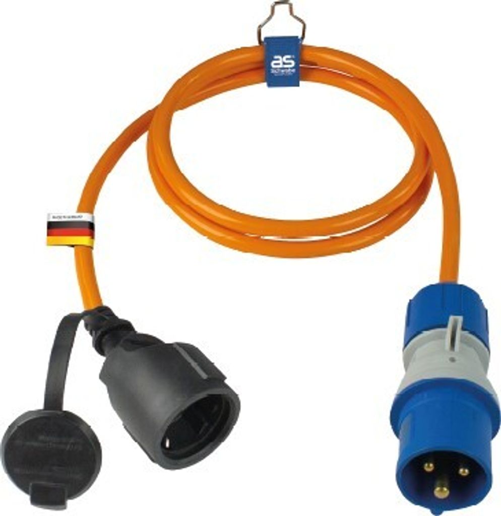 as-Schwabe Camping CEE-Adapterleitung 1,5m CEE auf Schuko-Kupplung 230V 16A IP44