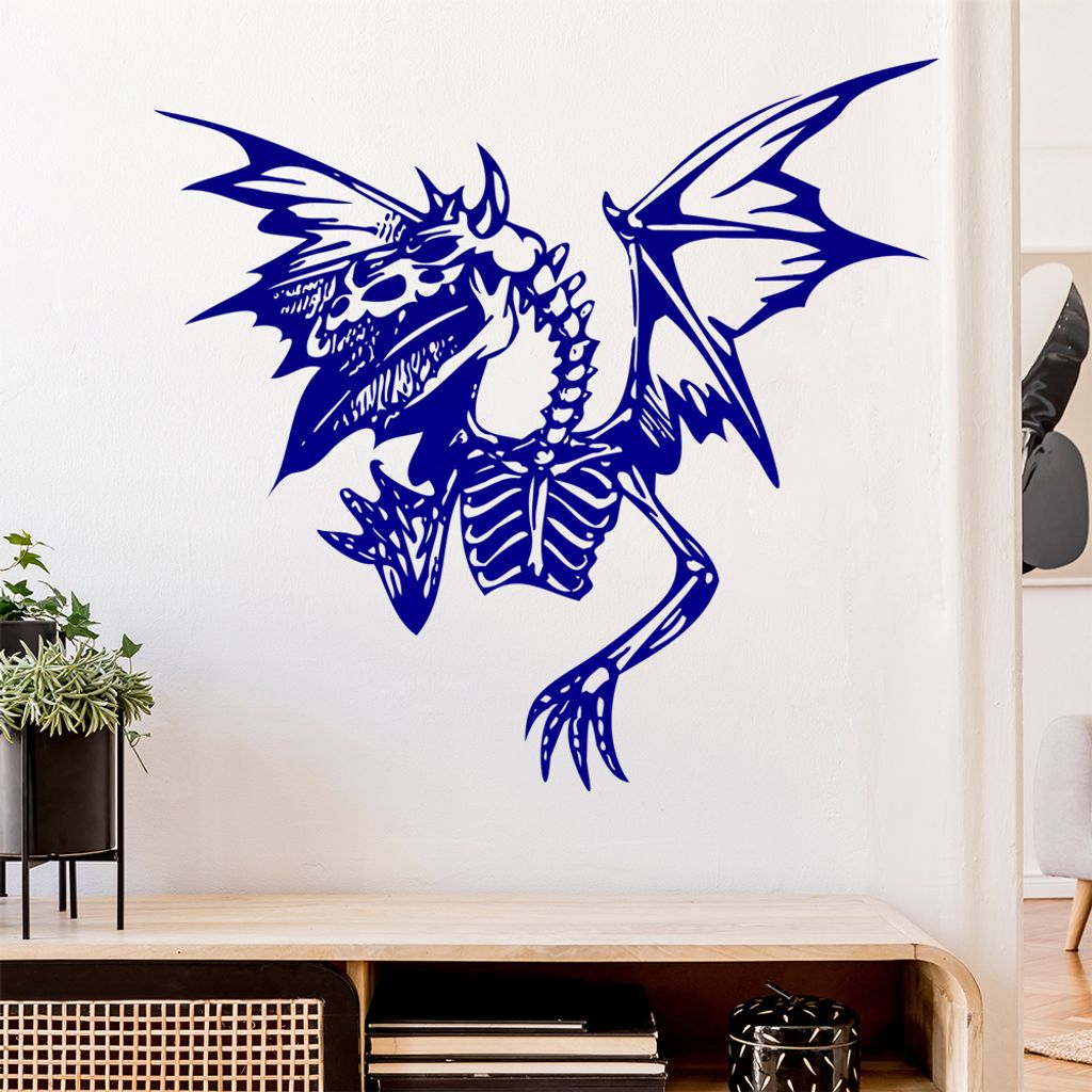 Skelettdrache Wandtattoo in 6 Größen - Wandaufkleber Wall Sticker - Dekoration, Küche, Wohnzimmer, Schlafzimmer, Badezimmer