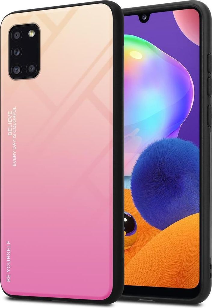 Cadorabo Hülle für Samsung Galaxy A31 Schutz Hülle in Schwarz Handyhülle TPU Etui Cover Case Tempered Glas