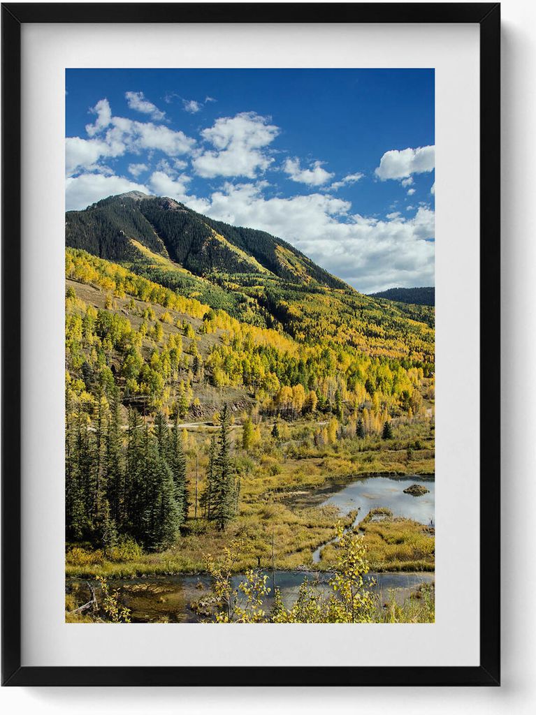 Landschaft Bergvegetation– Wandbild mit Rahmen – Gerahmtes Bild – Wanddekoration – 50x70 cm – Schwarz Rahmen