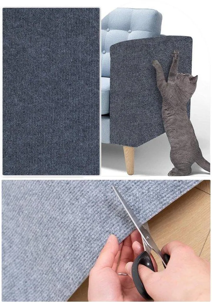 Protection anti-griffures chat pour meuble et mur, tapis 60x100 cm gris