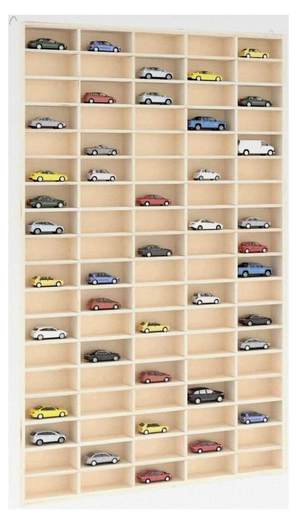 Vitrine aus Holz mit 90 Fächern, 50,5 x 4,5 x 79 cm, Regal und Wandregale