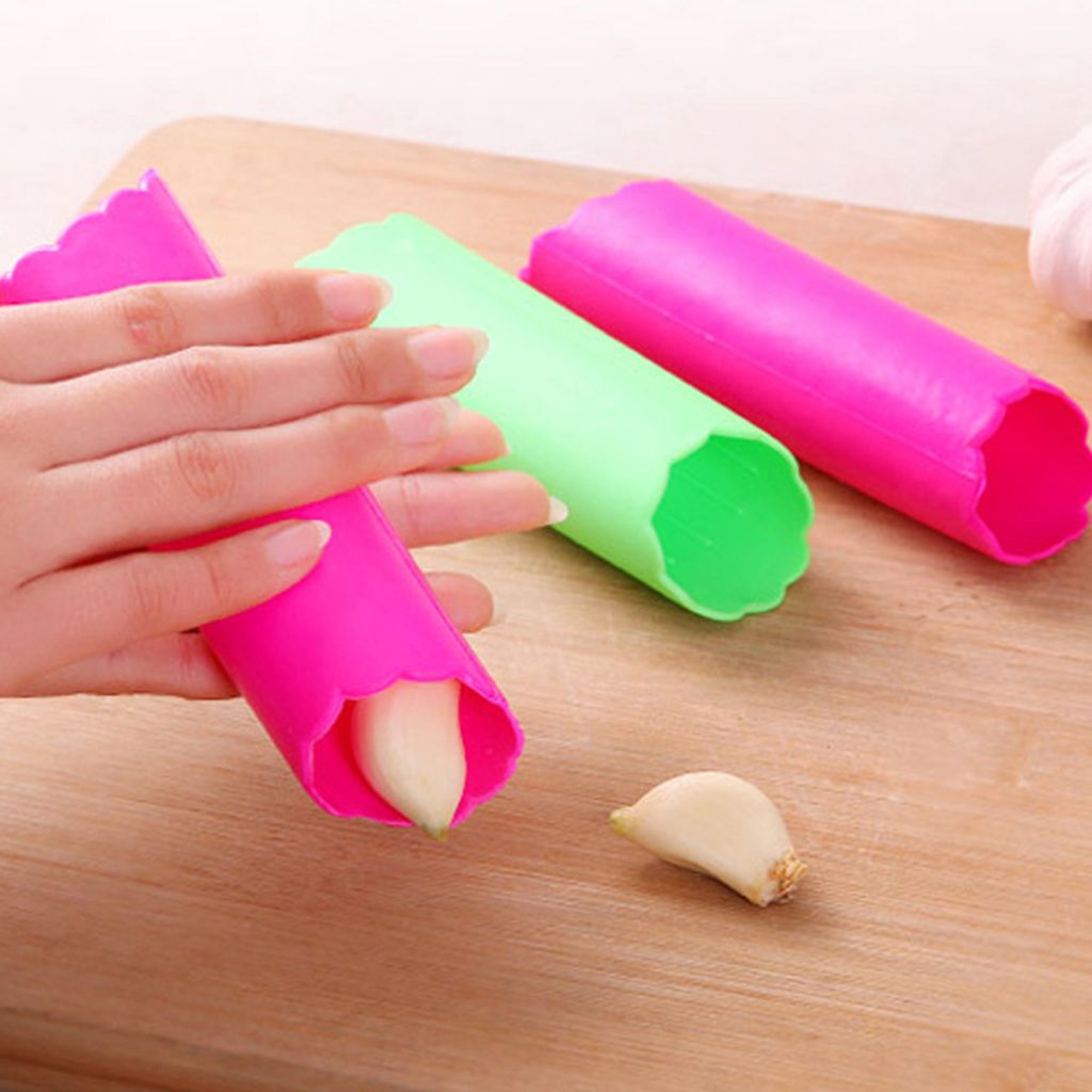 5pcs Knoblauchschäler bequem einfach einfach Gummi zufällige Farbe Gemüse Schälerrolle für die Küche-Zufällige Farbe
