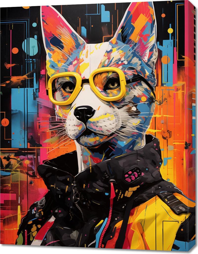 Bild 70x90cm Katze im Stadtstil