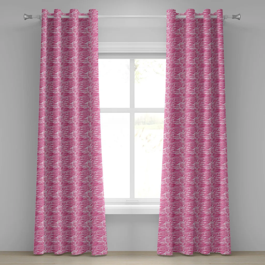 ABAKUHAUS Rideau à œillets zèbre rose et noir 280x245 cm pour salon