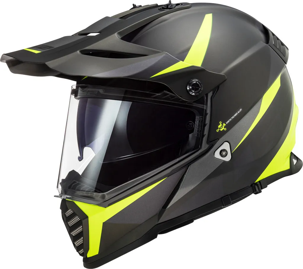 Casque LS2 MX436 Pioneer Evo pour Motocross et Enduro Noir Mat et Jaune XS