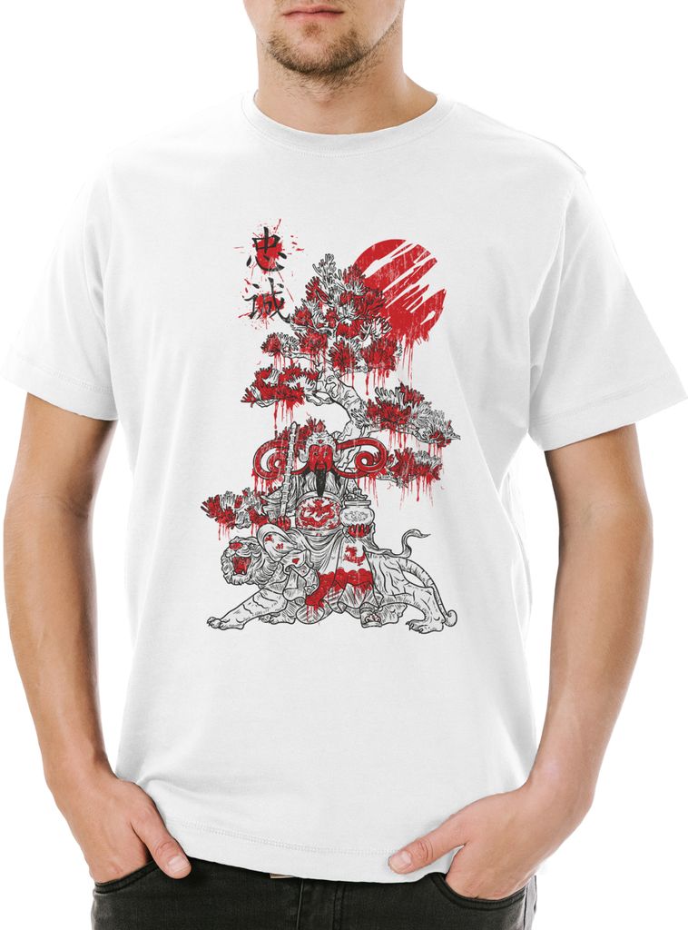 Urban Backwoods Bloody Asian Emperor, Herren T-Shirt, Farbe: Weiß, Größe: XS