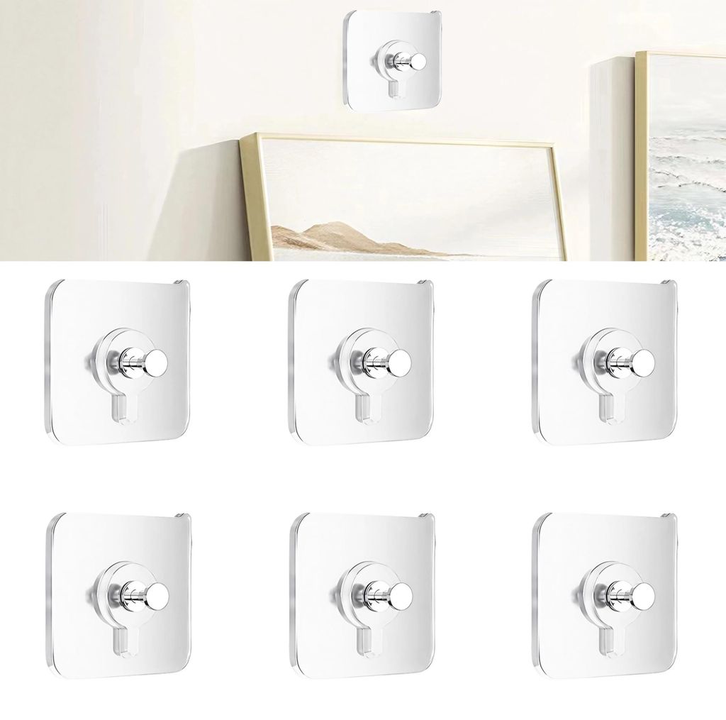 Set mit 6 selbstklebenden Nägeln zum Aufhängen von Fotos ohne Bohren, extra starke selbstklebende Haken, selbstklebende Nägel für Bilderrahmen,...