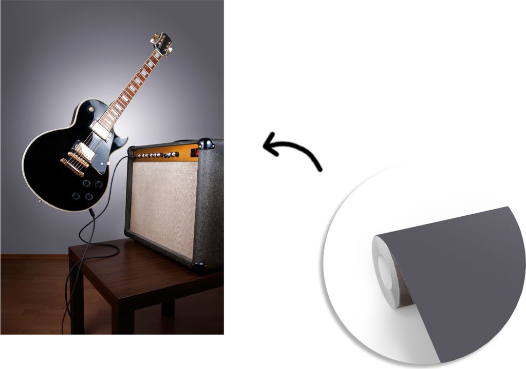 MuchoWow Fototapete für Wohnzimmer oder Schlafzimmer Wandtapete Vinyl Motivtapete Eine schwebende E-Gitarre - 140x220 cm - Fototapeten