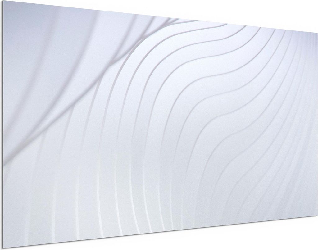 DEQORI Alu-Dibond Bild Weiß 100x50 cm 'Abstrakte Wellenstruktur' Wandbild Metall dünn