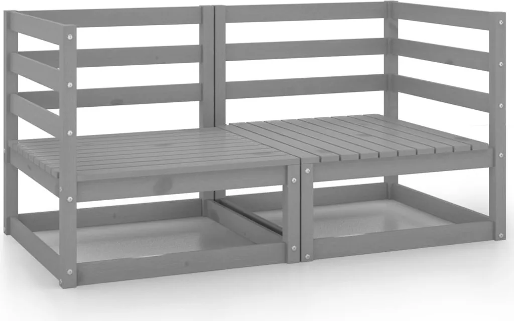 Set Divani Angolari Outdoor SYFAX 2 Pezzi in Pino Grigio - Design Scandinavo