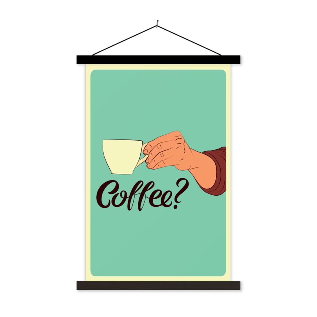 MuchoWow Textilposter Retro - Sprichwörter - Kaffee? Zitate 40x60 cm mit schwarzem Rahmen - Wanddekorationen