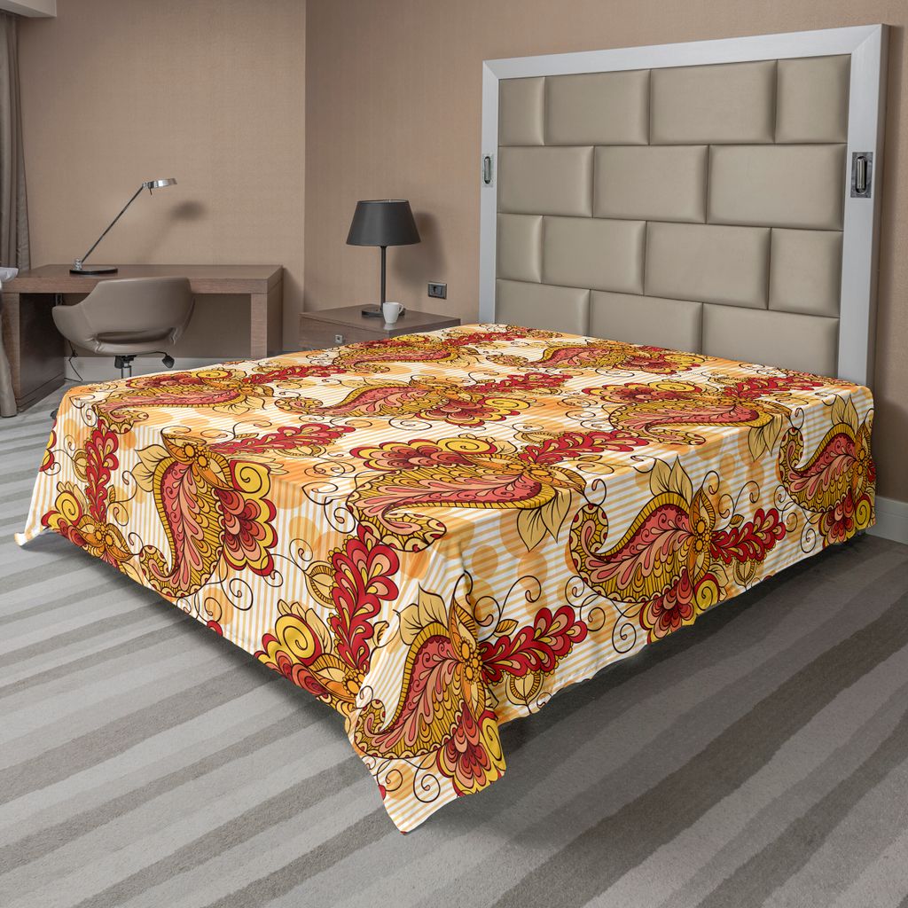 ABAKUHAUS asiatisch Bettlaken, Traditionelles asiatisches Paisley in der religiösen kulturellen Kunst Bild, weiches bequemes oberes Bettlaken für...