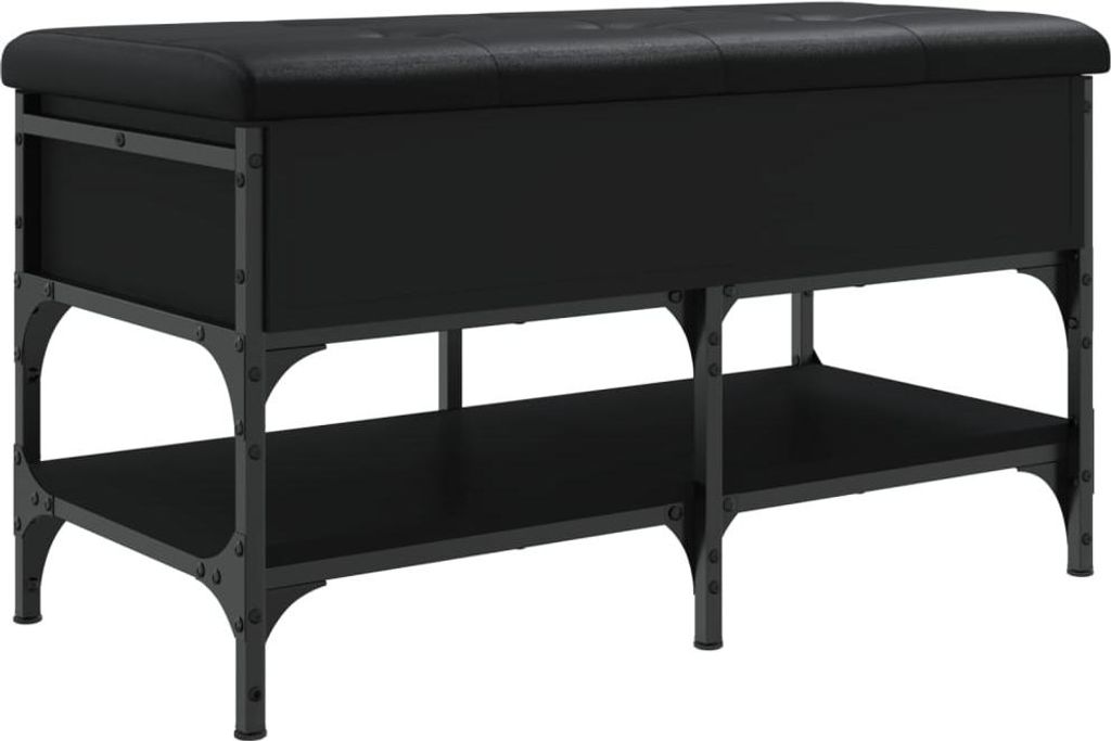 vidaXL Lavica na topánky čierna 82x42x45 cm Materiál na Obrázok produktu 