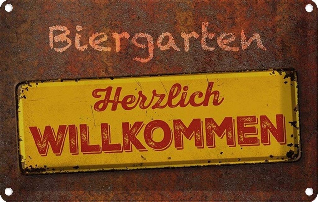 vianmo Blechschild 12x18 cm Biergarten herzlich willkommen Bar Club Alkohol