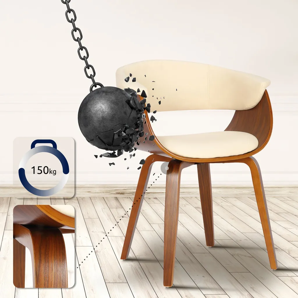 Chaise Bruce Crème : Solution Anti-Taches en Similicuir pour Salle à Manger - 5