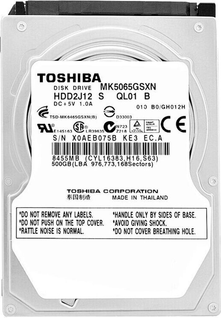 Festplatte Toshiba 500Gb MK5065GSXN 8Mb Cache 5400Rpm SATA II 2,5"