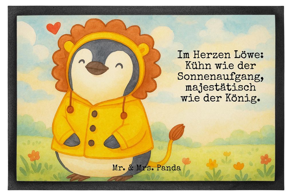 Mr. & Mrs. Panda Schmutzfänger Löwe Astrologie Design 50 x 75 cm - Weiß - Geschenk, Schuhabstreifer, Sauberlaufmatte, Sternzeichen, Schmutzfangm...