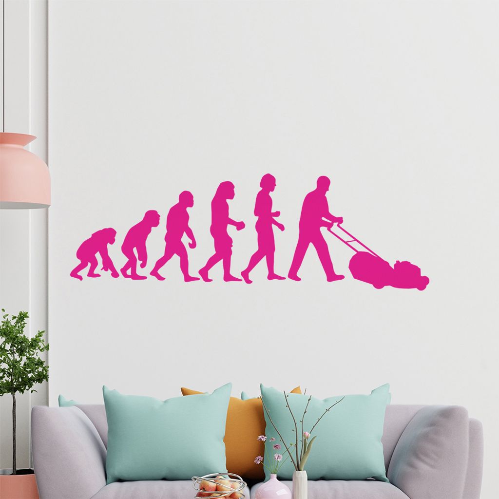 KIWISTAR Evolution - Rasenmäher Hexler Gras Roboter Wandtattoo in 6 Größen - Wandaufkleber Wall Sticker - Dekoration, Küche, Wohnzimmer, Schlaf...