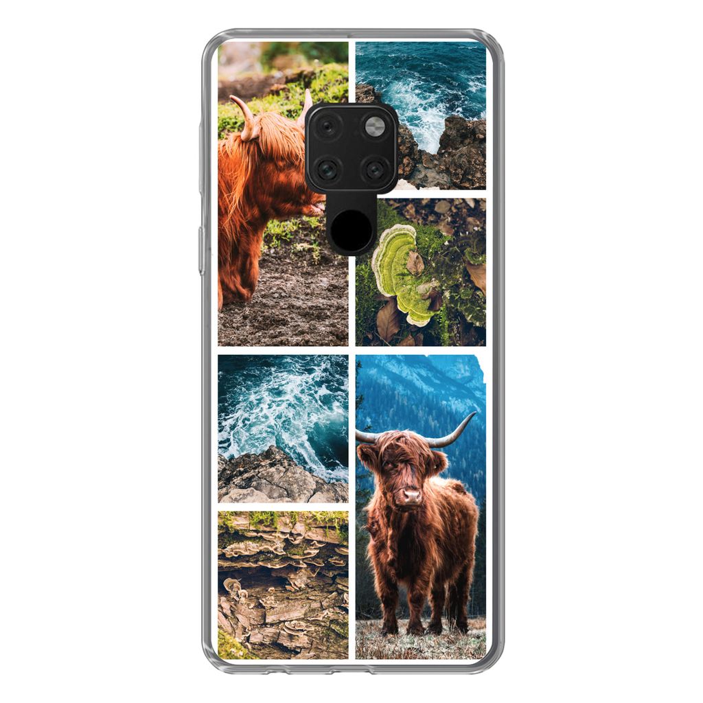 MuchoWow Handyhülle Schutzhülle Hülle für Huawei P40 Lite Schottische Highlander - Natur - Collage Silikon Softcase Handy Hülle - Handy