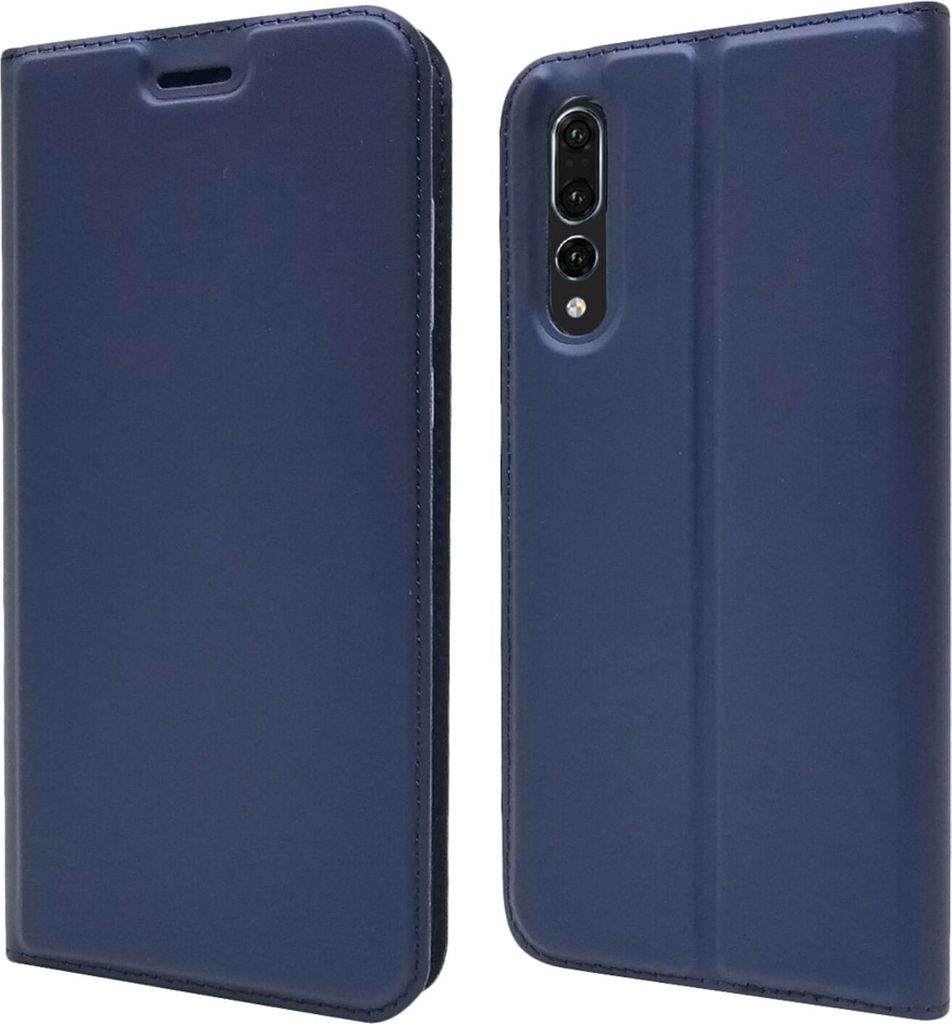 NALIA Hülle für Huawei P20 Pro, Slim Kickstand Handyhülle Flip Case Kunstleder Blau