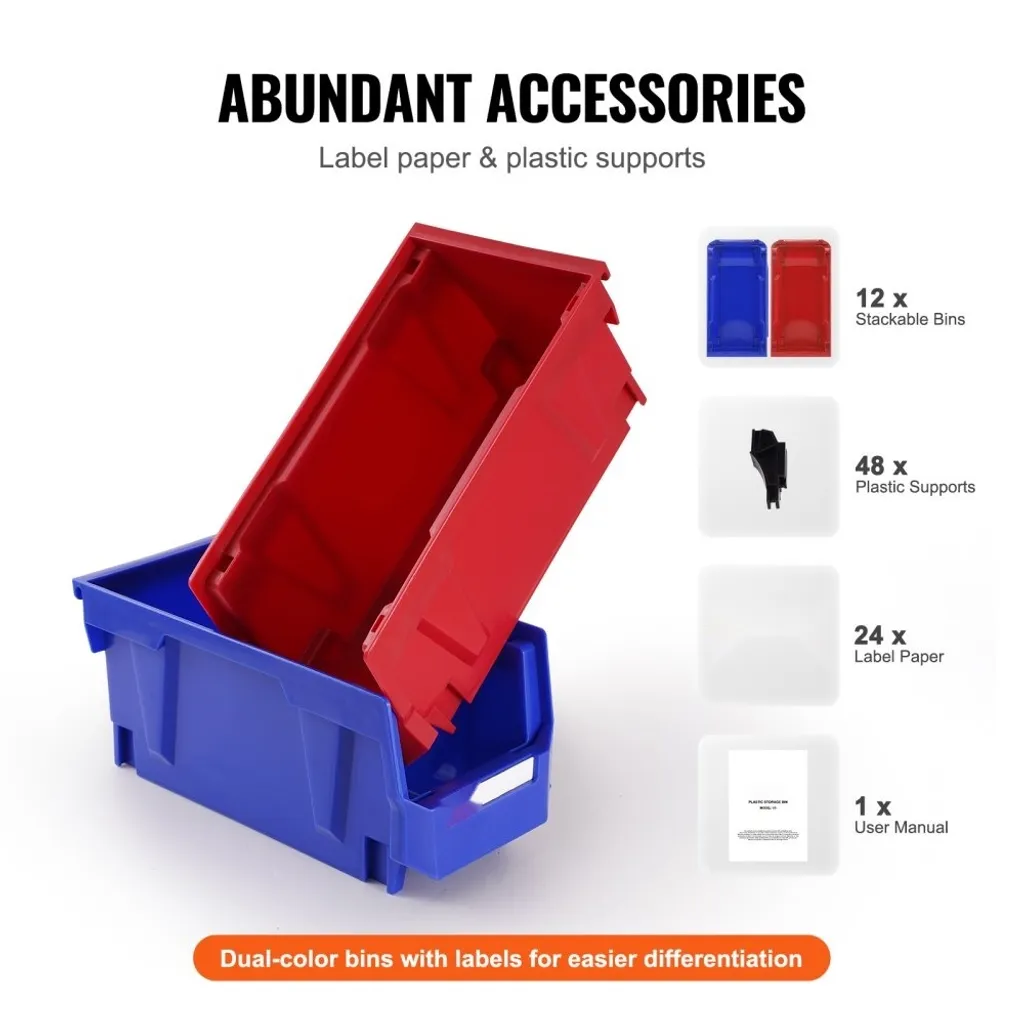 Bac à bec gerbable de haute qualité - Pack 12 bacs robustes bicolores