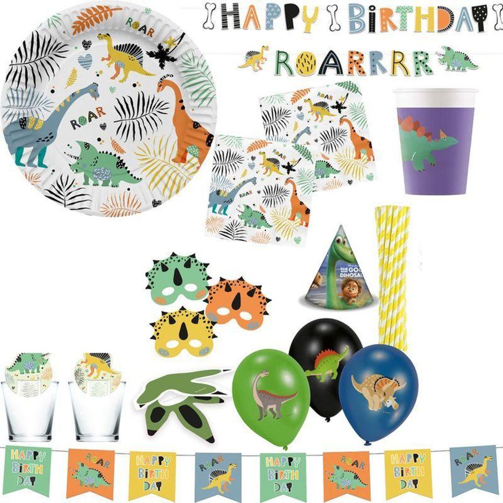 Dinosaurier Party Deko Set Dino Kindergeburtstag Geburtstag Produktbild 