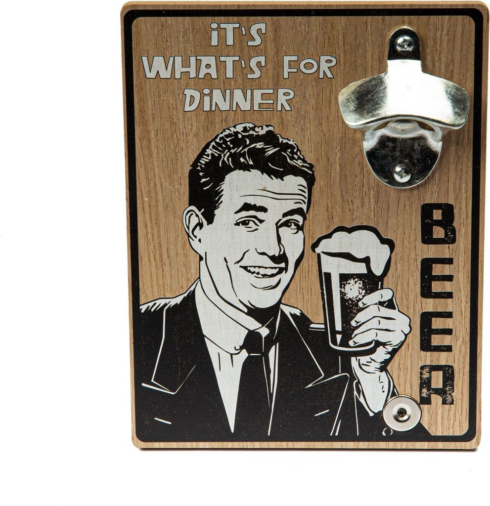 Flaschenöffner Wand Bieröffner zur Wandmontage mit Magnet für Wand Terrasse Bar Geschenkinee für Männer Retrodesign 18 cm x 23 cm (It's what's...