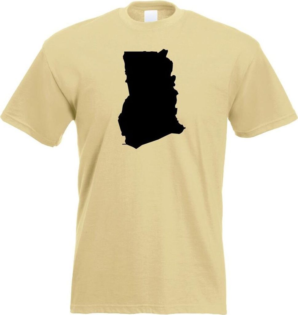 Kiwistar - T-Shirt - Khaki - Ghana Umriss Kontur Herren Funshirt Bedruckt Design Sprüche Spruch Motive - mit Motiv Bedruckt - Funshirt Design - Sp...