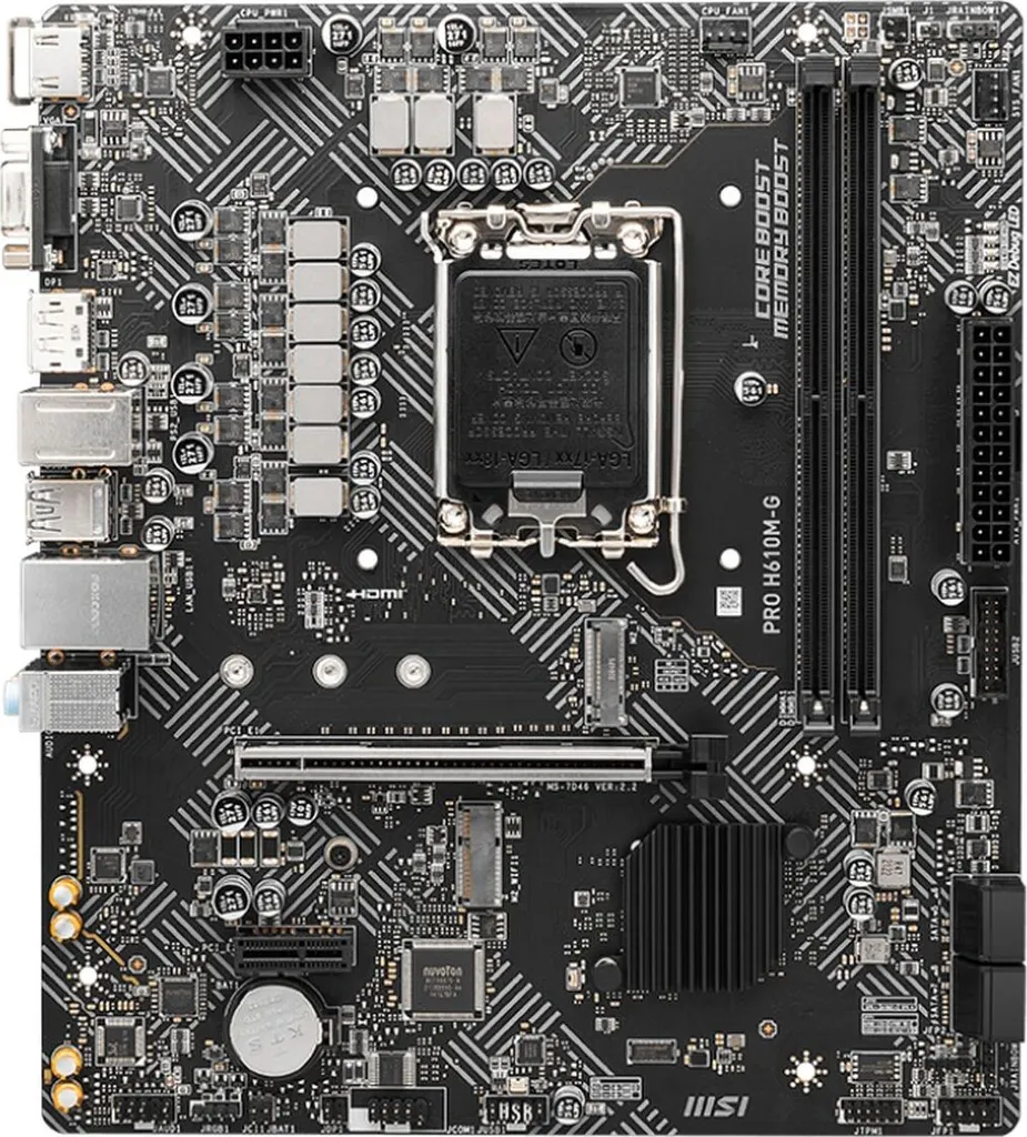 Carte Mère PC Bureautique MSI PRO H610M-G DDR5 pour Configuration Intel 1700