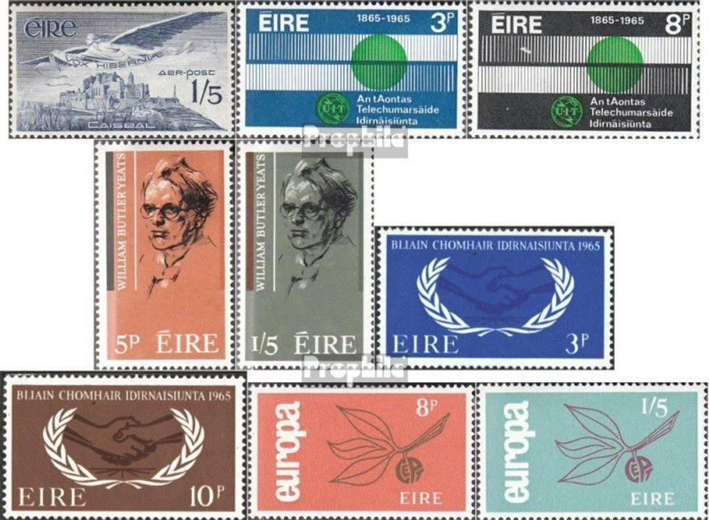 Briefmarken Irland 1965 Mi 169-177 (kompl.Ausg.) Jahrgang 1965 komplett postfrisch Flugpost