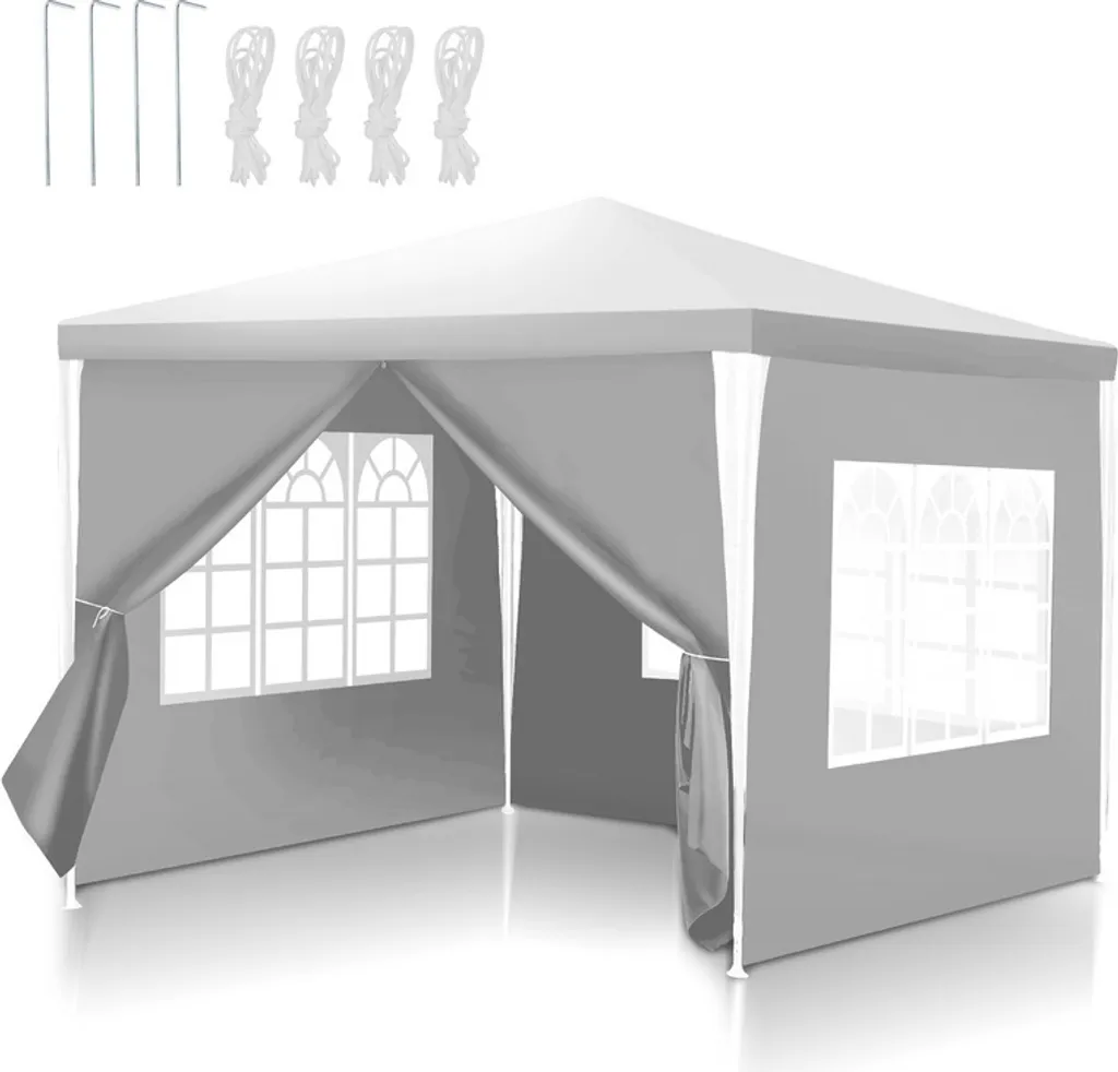 Jopassy Gazebo Mercato 3x3 Bianco | Tenda Birra e Feste Impermeabile
