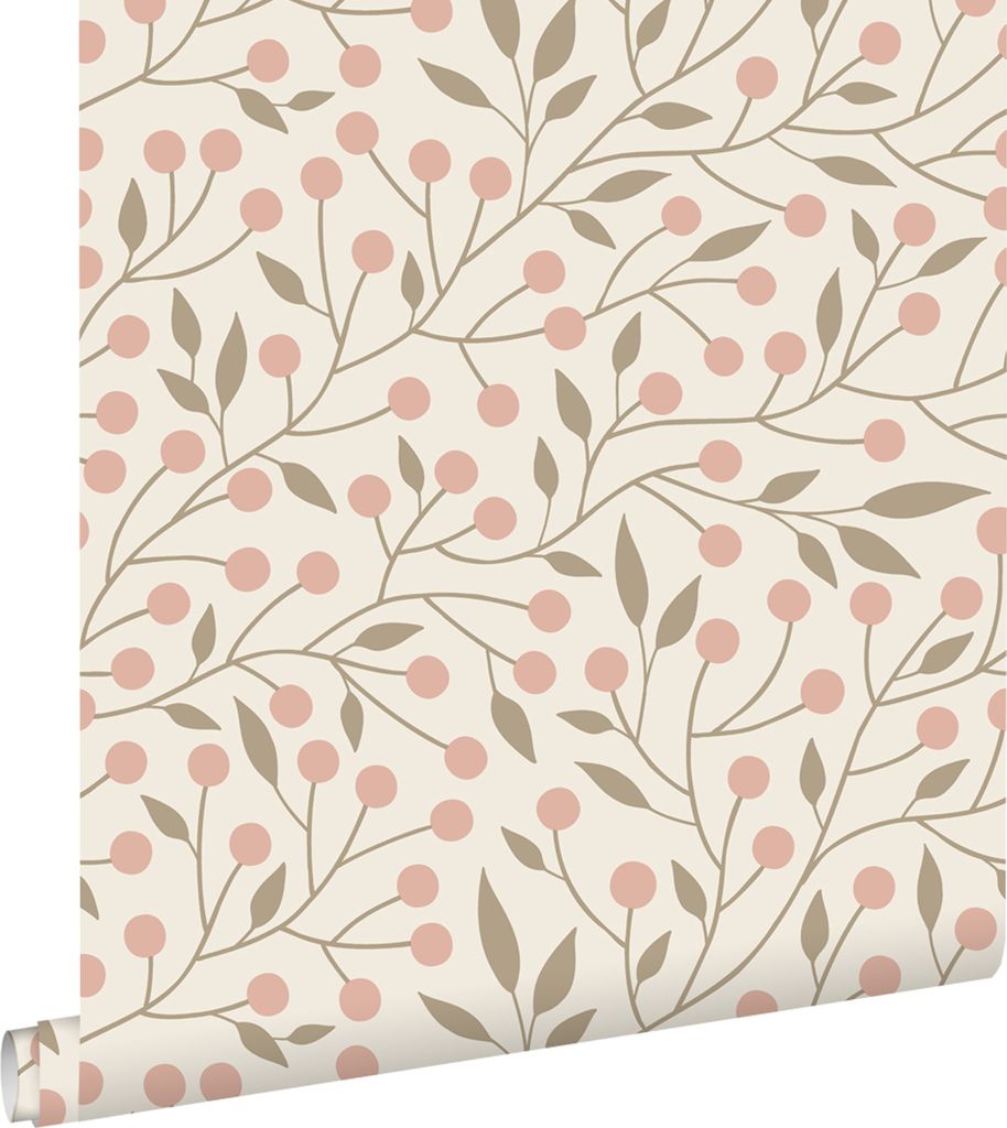 ESTAhome Tapete Blumenmuster Weiß und Rosa 53 cm x 10.05 m