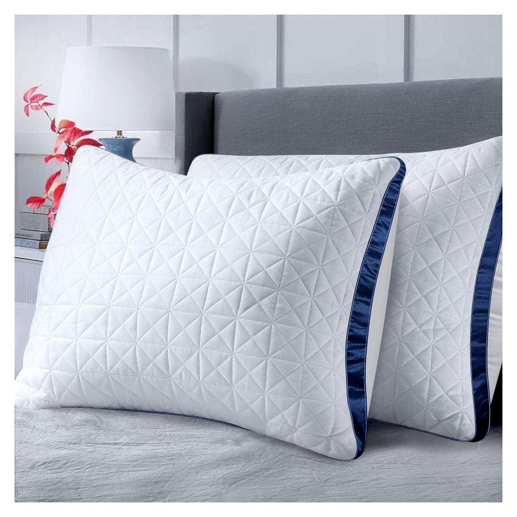 Kissen 80x80 cm 2er Set, orthopädisches Seitenschläferkissen mit Mikrofaserfüllung, atmungsaktives Schlafkissen